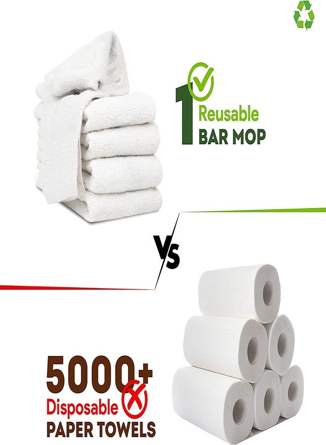 STF Linen Terry Bar Mop Towels (Value Pack of 60) Size 14"x17" (White) – Absorbent and Durable, Multipurpose Cleaning Rags, Cotton Cleaning Towels, Terry Cloth Rags, Reusable Shop Rags - Image 2